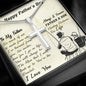 HAPPY FATHER'S DAY, ARTISAN-CRAFTED STAINLESS STEEL CROSS NECKLACE, FATHER'S DAY GIFT FOR HIM, UNIQUE GIFT WITH BEAUTIFUL MESSAGE CARD, GIFT FOR DAD