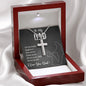 TO MY DAD, ARTISAN-CRAFTED STAINLESS STEEL CROSS NECKLACE, UNIQUE GIFT WITH MESSAGE CARD FOR HIM, BIRTHDAY AND FATHER'S DAY GIFT FOR DAD