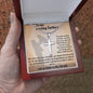 ARTISAN-CRAFTED STAINLESS STEEL CROSS DAD NECKLACE, BIRTHDAY AND FATHER'S DAY GIFT, UNIQUE GIFT WITH MESSAGE CARD