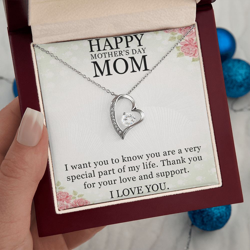 HAPPY MOTHER'S DAY MOM, I LOVE YOU, FOREVER LOVE NECKLACE FOR MOM, NECKLACE WITH MESSAGE CARD, BIRTHDAY, MOTHER'S DAY GIFT FOR HER