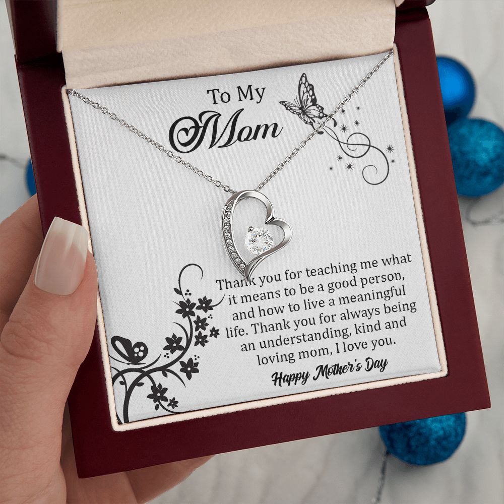 TO MY MOM, FOREVER LOVE NECKLACE FOR MOM, NECKLACE WITH MESSAGE CARD, BIRTHDAY, MOTHER'S DAY GIFT FOR HER
