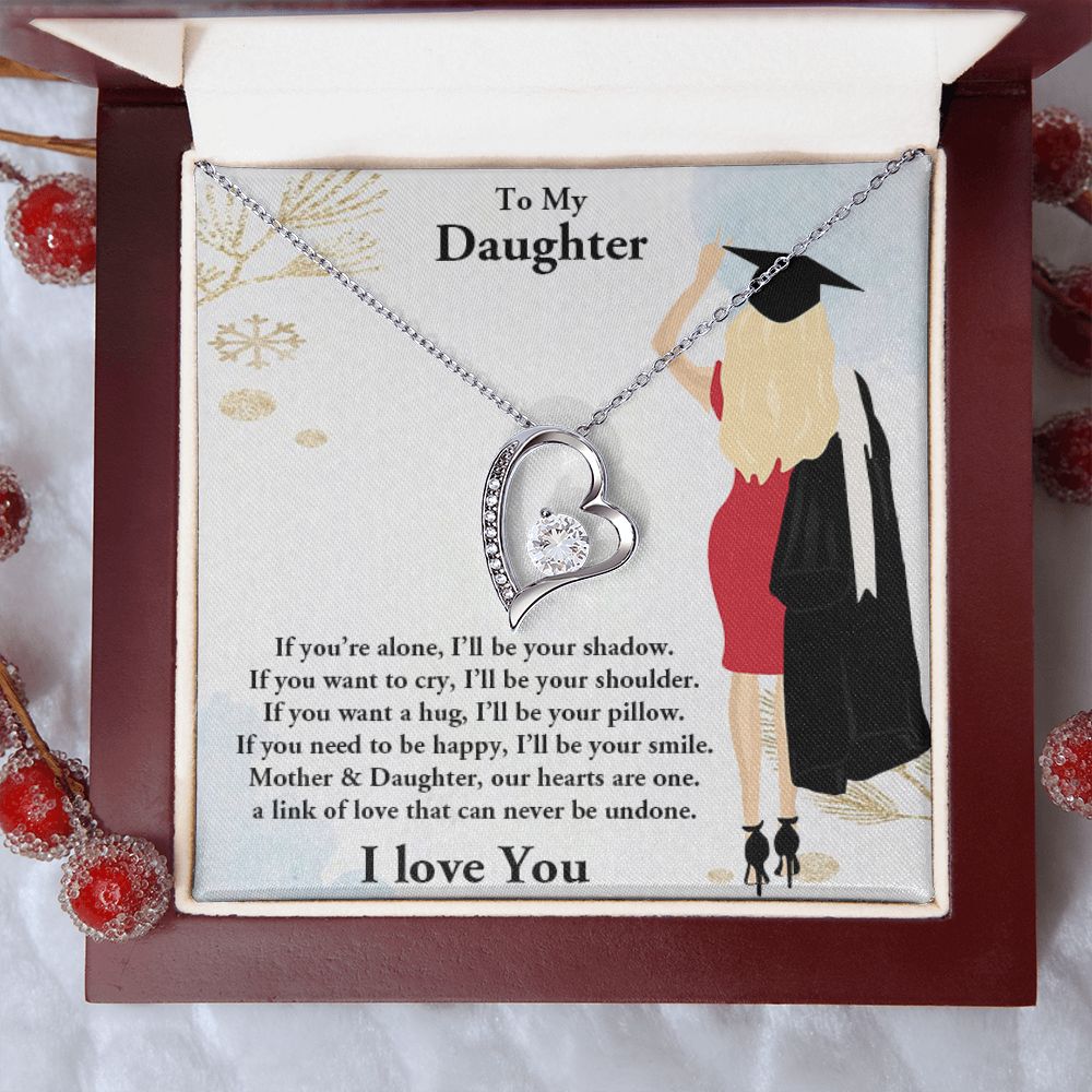 TO MY DAUGHTER, FOREVER LOVE NECKLACE WITH MESSAGE CARD, FROM MOM, BIRTHDAY AND DAUGHTERS DAY GIFT FOR HER