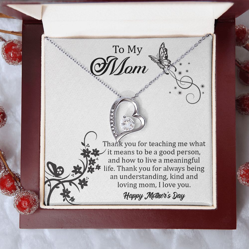 TO MY MOM, FOREVER LOVE NECKLACE FOR MOM, NECKLACE WITH MESSAGE CARD, BIRTHDAY, MOTHER'S DAY GIFT FOR HER