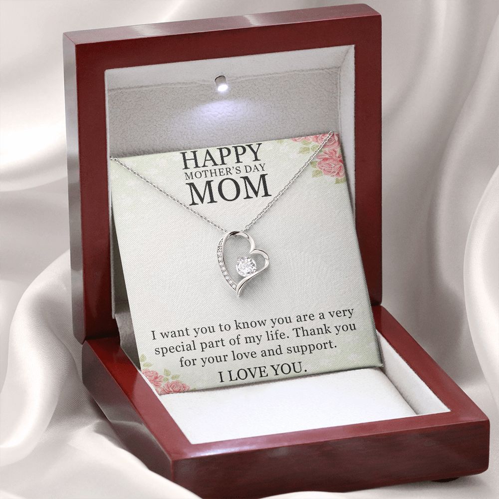 HAPPY MOTHER'S DAY MOM, I LOVE YOU, FOREVER LOVE NECKLACE FOR MOM, NECKLACE WITH MESSAGE CARD, BIRTHDAY, MOTHER'S DAY GIFT FOR HER