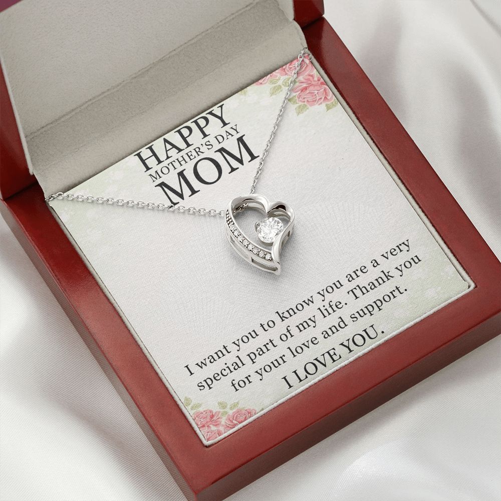 HAPPY MOTHER'S DAY MOM, I LOVE YOU, FOREVER LOVE NECKLACE FOR MOM, NECKLACE WITH MESSAGE CARD, BIRTHDAY, MOTHER'S DAY GIFT FOR HER