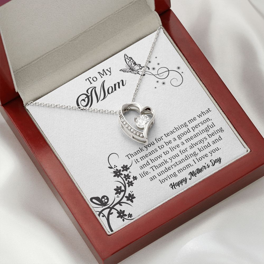 TO MY MOM, FOREVER LOVE NECKLACE FOR MOM, NECKLACE WITH MESSAGE CARD, BIRTHDAY, MOTHER'S DAY GIFT FOR HER