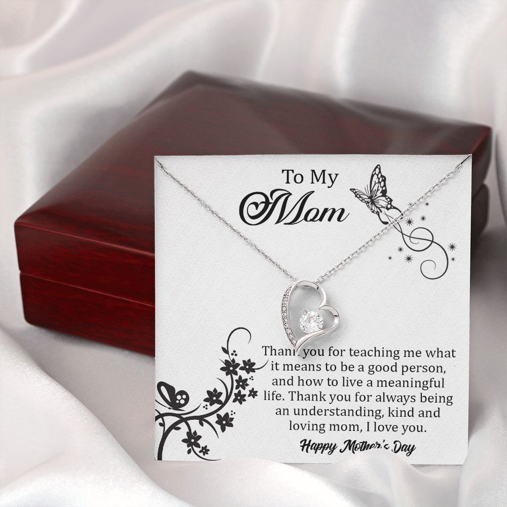 TO MY MOM, FOREVER LOVE NECKLACE FOR MOM, NECKLACE WITH MESSAGE CARD, BIRTHDAY, MOTHER'S DAY GIFT FOR HER