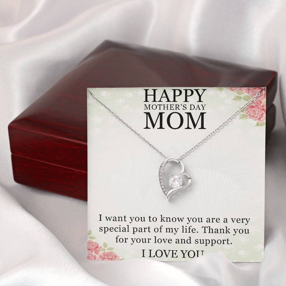 HAPPY MOTHER'S DAY MOM, I LOVE YOU, FOREVER LOVE NECKLACE FOR MOM, NECKLACE WITH MESSAGE CARD, BIRTHDAY, MOTHER'S DAY GIFT FOR HER