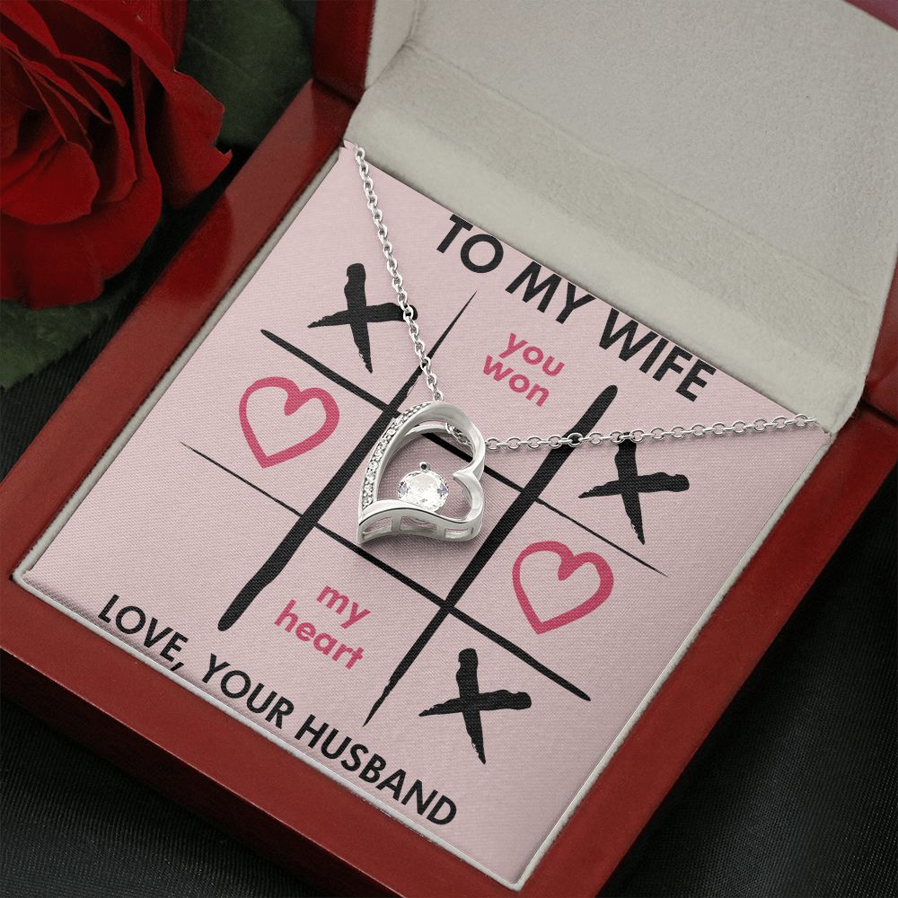 Forever Love Necklace, You Won My Heart, Wife Necklace With Message Card, Birthday Gift For Her