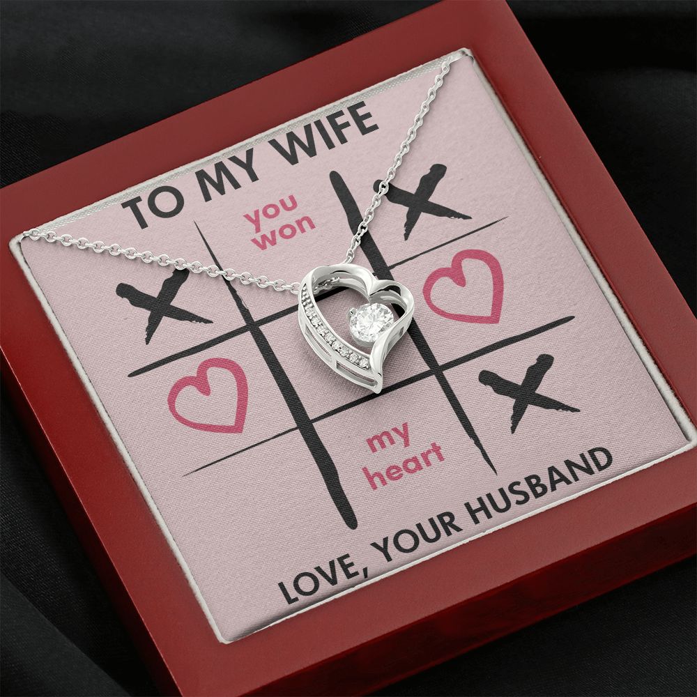 Forever Love Necklace, You Won My Heart, Wife Necklace With Message Card, Birthday Gift For Her