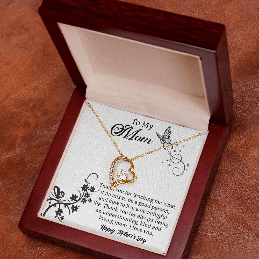 TO MY MOM, FOREVER LOVE NECKLACE FOR MOM, NECKLACE WITH MESSAGE CARD, BIRTHDAY, MOTHER'S DAY GIFT FOR HER