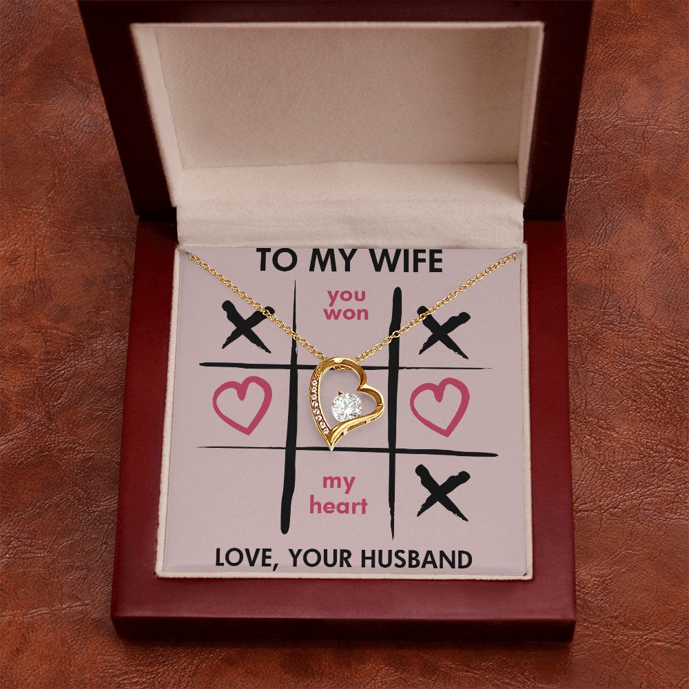 Forever Love Necklace, You Won My Heart, Wife Necklace With Message Card, Birthday Gift For Her