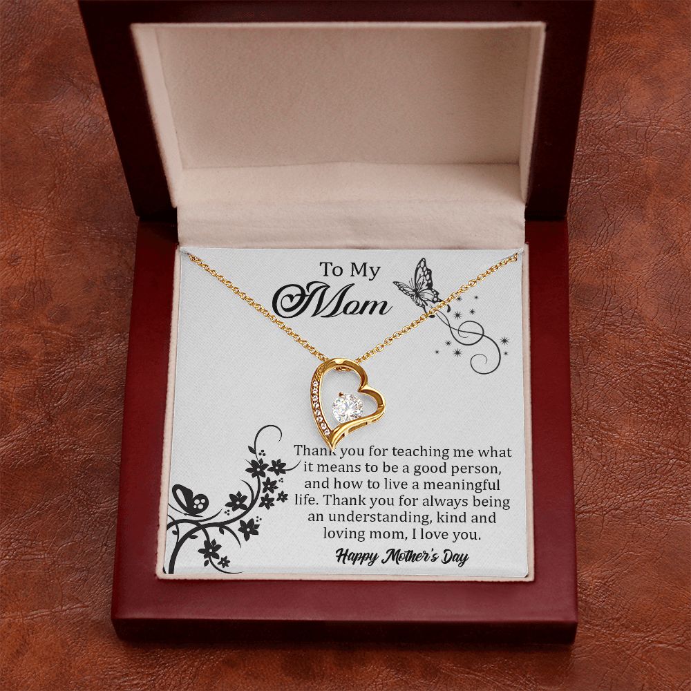 TO MY MOM, FOREVER LOVE NECKLACE FOR MOM, NECKLACE WITH MESSAGE CARD, BIRTHDAY, MOTHER'S DAY GIFT FOR HER