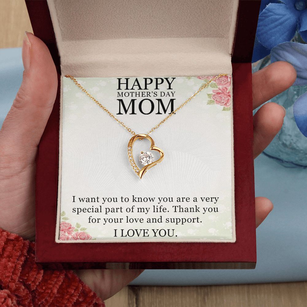 HAPPY MOTHER'S DAY MOM, I LOVE YOU, FOREVER LOVE NECKLACE FOR MOM, NECKLACE WITH MESSAGE CARD, BIRTHDAY, MOTHER'S DAY GIFT FOR HER