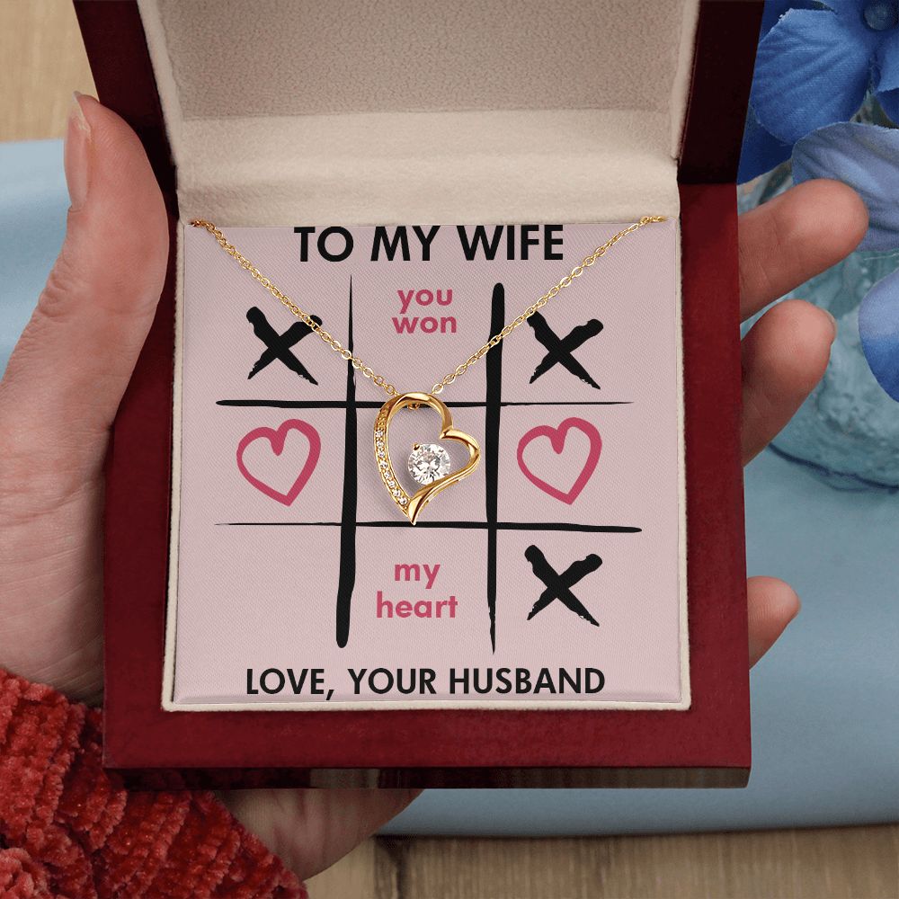 Forever Love Necklace, You Won My Heart, Wife Necklace With Message Card, Birthday Gift For Her