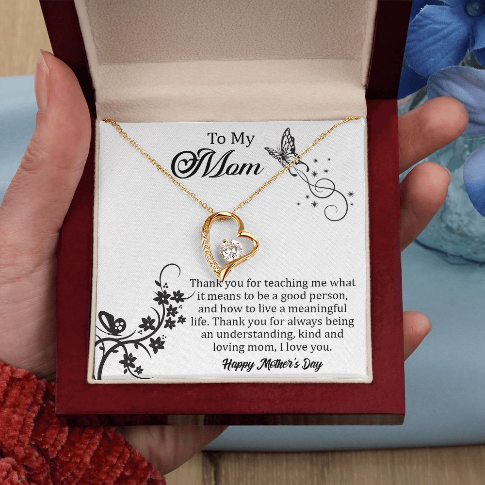 TO MY MOM, FOREVER LOVE NECKLACE FOR MOM, NECKLACE WITH MESSAGE CARD, BIRTHDAY, MOTHER'S DAY GIFT FOR HER