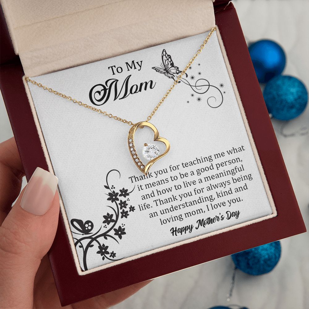 TO MY MOM, FOREVER LOVE NECKLACE FOR MOM, NECKLACE WITH MESSAGE CARD, BIRTHDAY, MOTHER'S DAY GIFT FOR HER