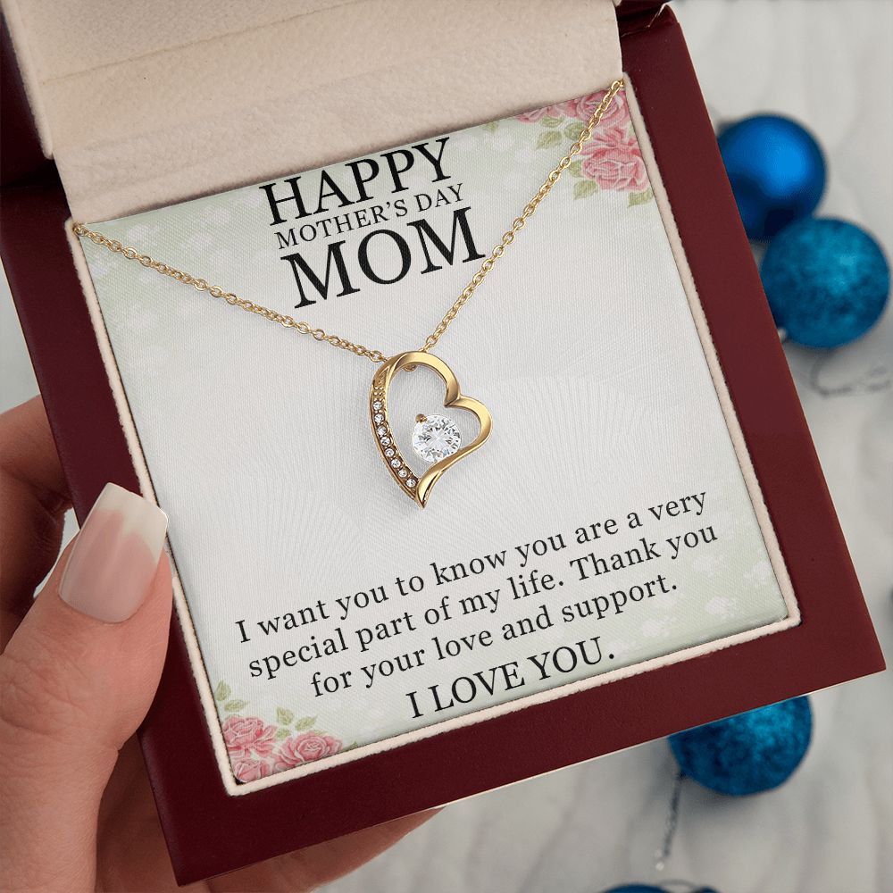 HAPPY MOTHER'S DAY MOM, I LOVE YOU, FOREVER LOVE NECKLACE FOR MOM, NECKLACE WITH MESSAGE CARD, BIRTHDAY, MOTHER'S DAY GIFT FOR HER