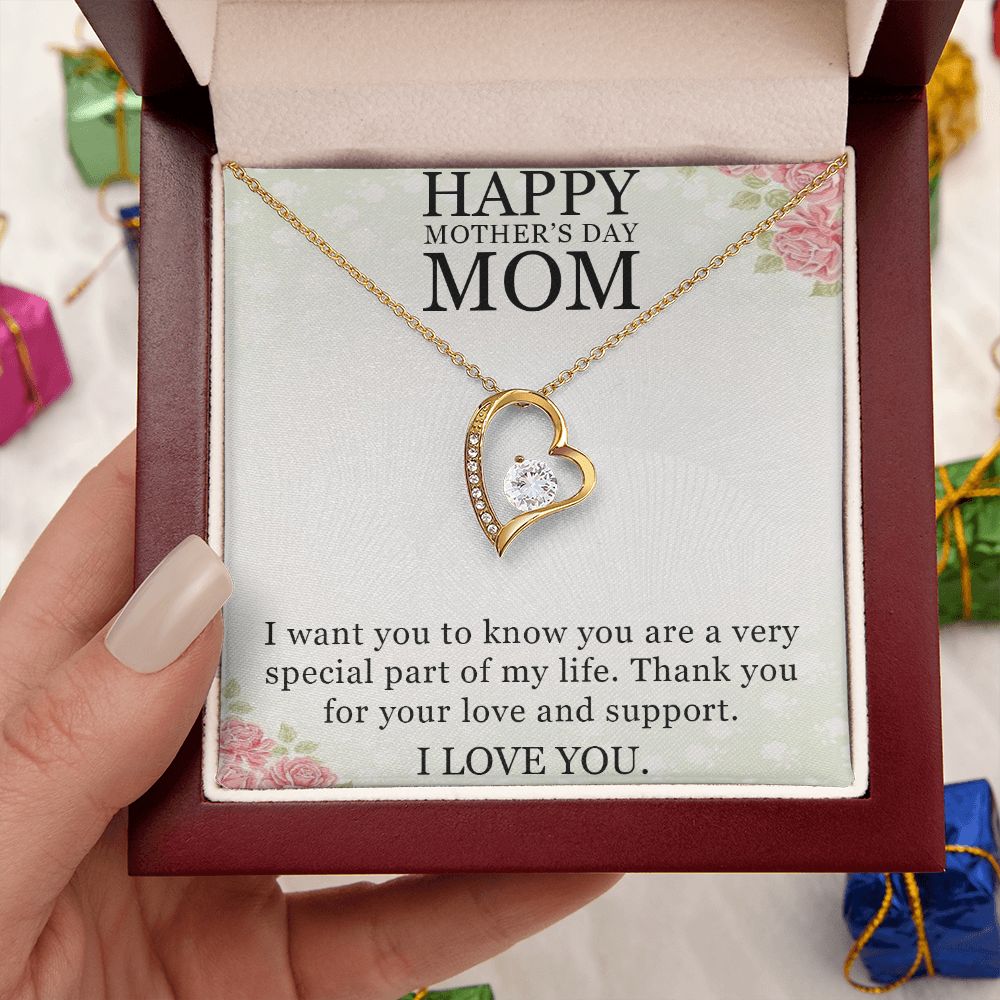 HAPPY MOTHER'S DAY MOM, I LOVE YOU, FOREVER LOVE NECKLACE FOR MOM, NECKLACE WITH MESSAGE CARD, BIRTHDAY, MOTHER'S DAY GIFT FOR HER