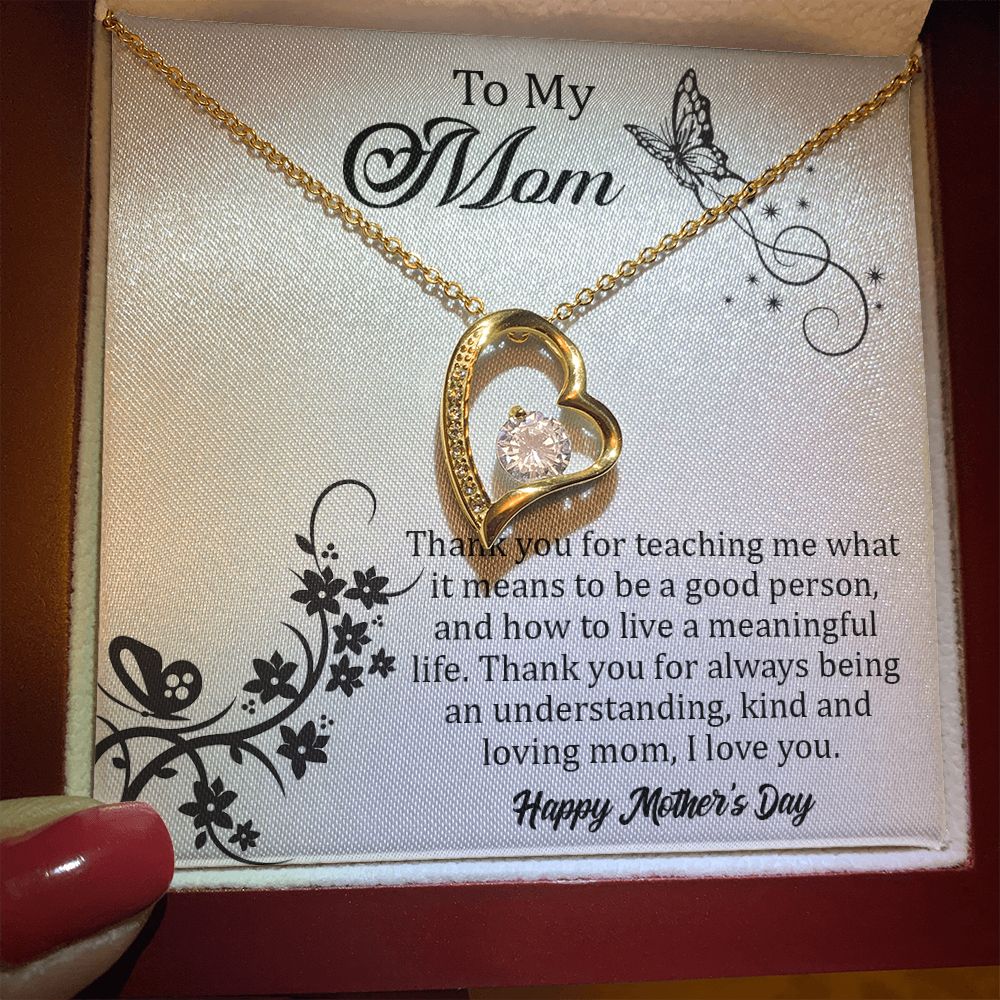 TO MY MOM, FOREVER LOVE NECKLACE FOR MOM, NECKLACE WITH MESSAGE CARD, BIRTHDAY, MOTHER'S DAY GIFT FOR HER