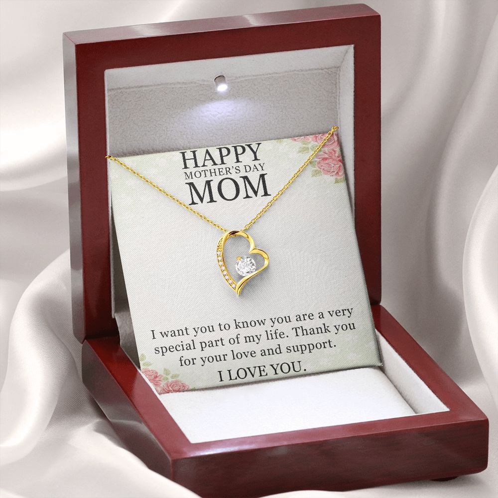 HAPPY MOTHER'S DAY MOM, I LOVE YOU, FOREVER LOVE NECKLACE FOR MOM, NECKLACE WITH MESSAGE CARD, BIRTHDAY, MOTHER'S DAY GIFT FOR HER