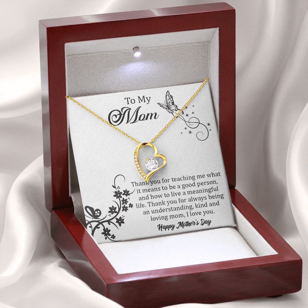 TO MY MOM, FOREVER LOVE NECKLACE FOR MOM, NECKLACE WITH MESSAGE CARD, BIRTHDAY, MOTHER'S DAY GIFT FOR HER