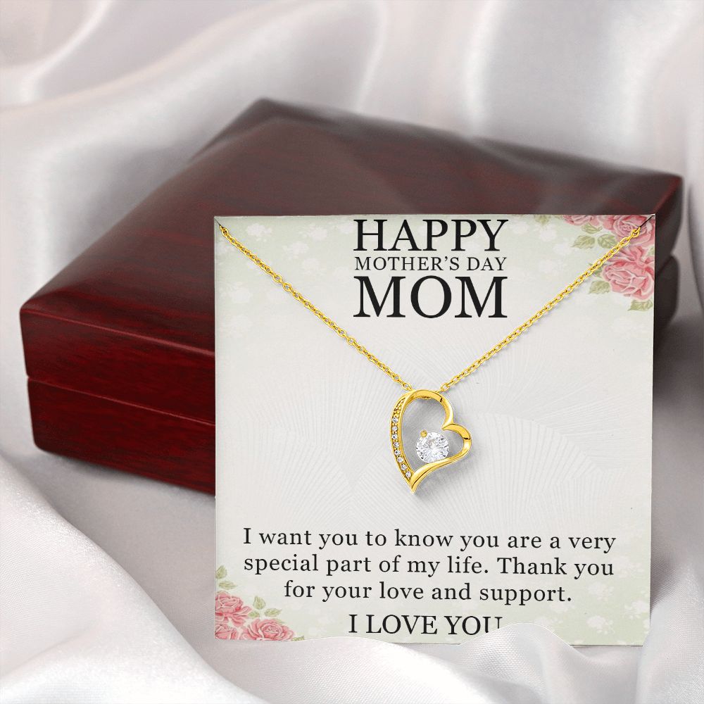 HAPPY MOTHER'S DAY MOM, I LOVE YOU, FOREVER LOVE NECKLACE FOR MOM, NECKLACE WITH MESSAGE CARD, BIRTHDAY, MOTHER'S DAY GIFT FOR HER