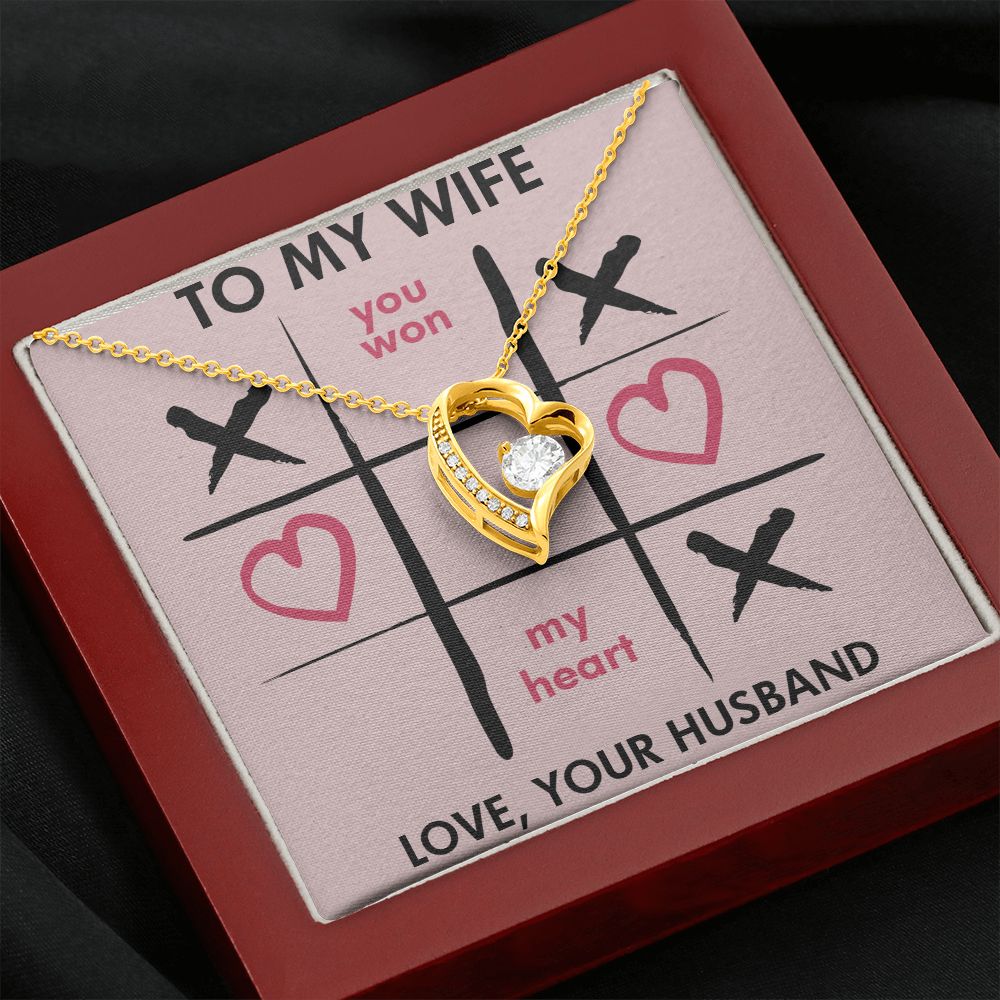 Forever Love Necklace, You Won My Heart, Wife Necklace With Message Card, Birthday Gift For Her