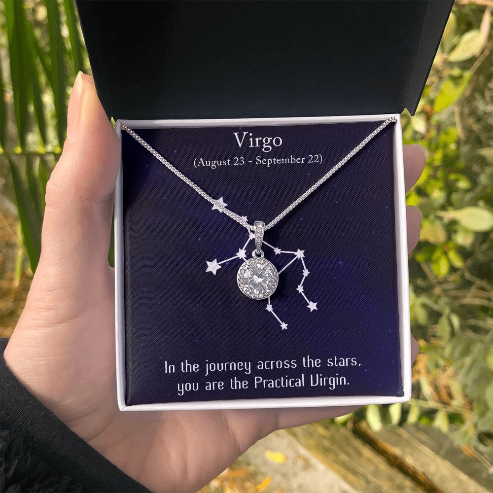 YOU ARE THE PRACTICAL VIRGIN, VIRGO MESSAGE CARD WITH ETERNAL HOPE NECKLACE, ZODIAC MESSAGE CARD, GIFT FOR HER