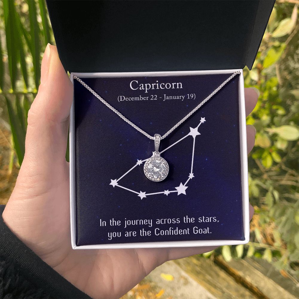 YOU ARE THE CONFIDENT GOAT, CAPRICORN MESSAGE CARD WITH ETERNAL HOPE NECKLACE, ZODIAC MESSAGE CARD, GIFT FOR HER