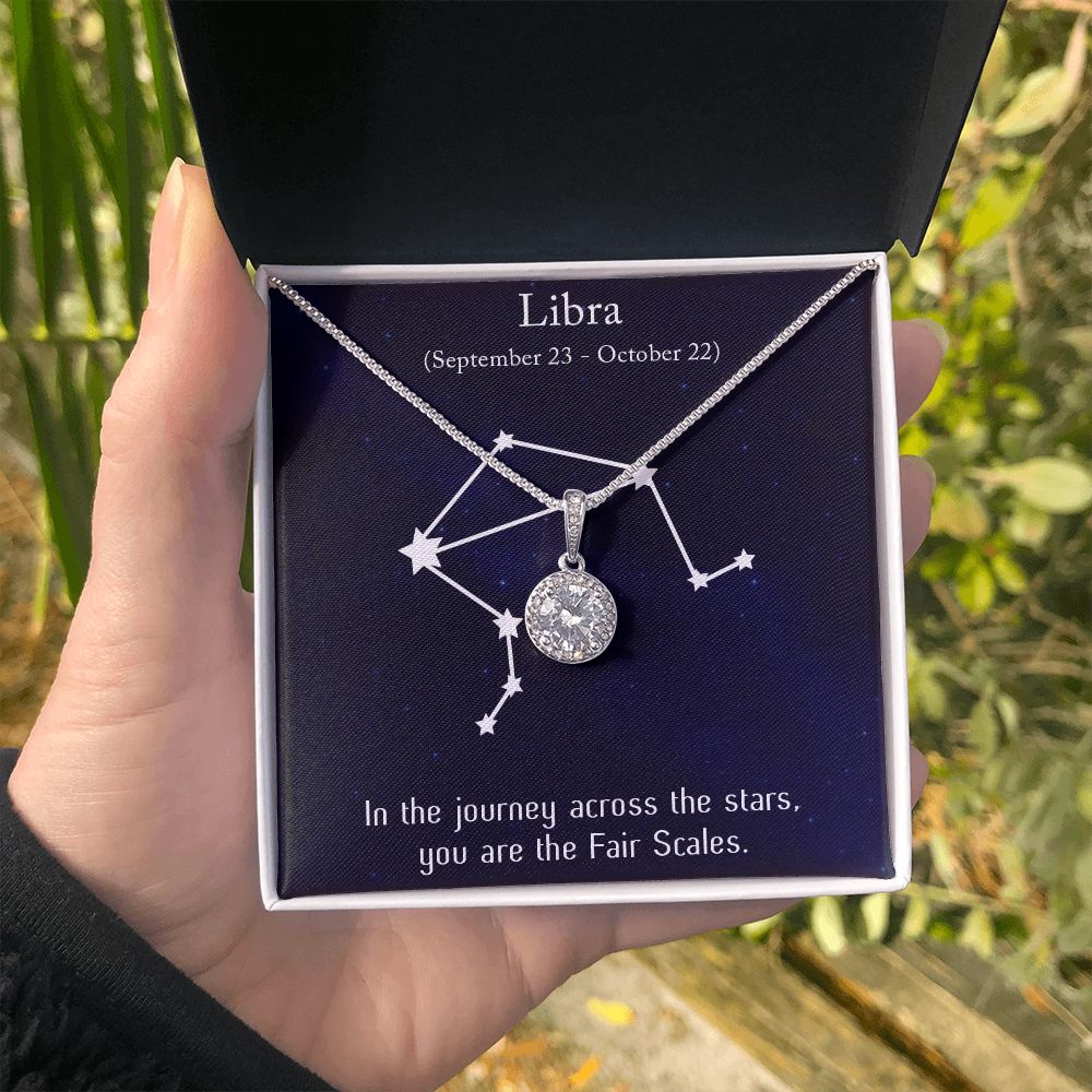 YOU ARE THE FAIR SCALES, LIBRA MESSAGE CARD WITH ETERNAL HOPE NECKLACE, ZODIAC MESSAGE CARD, GIFT FOR HER