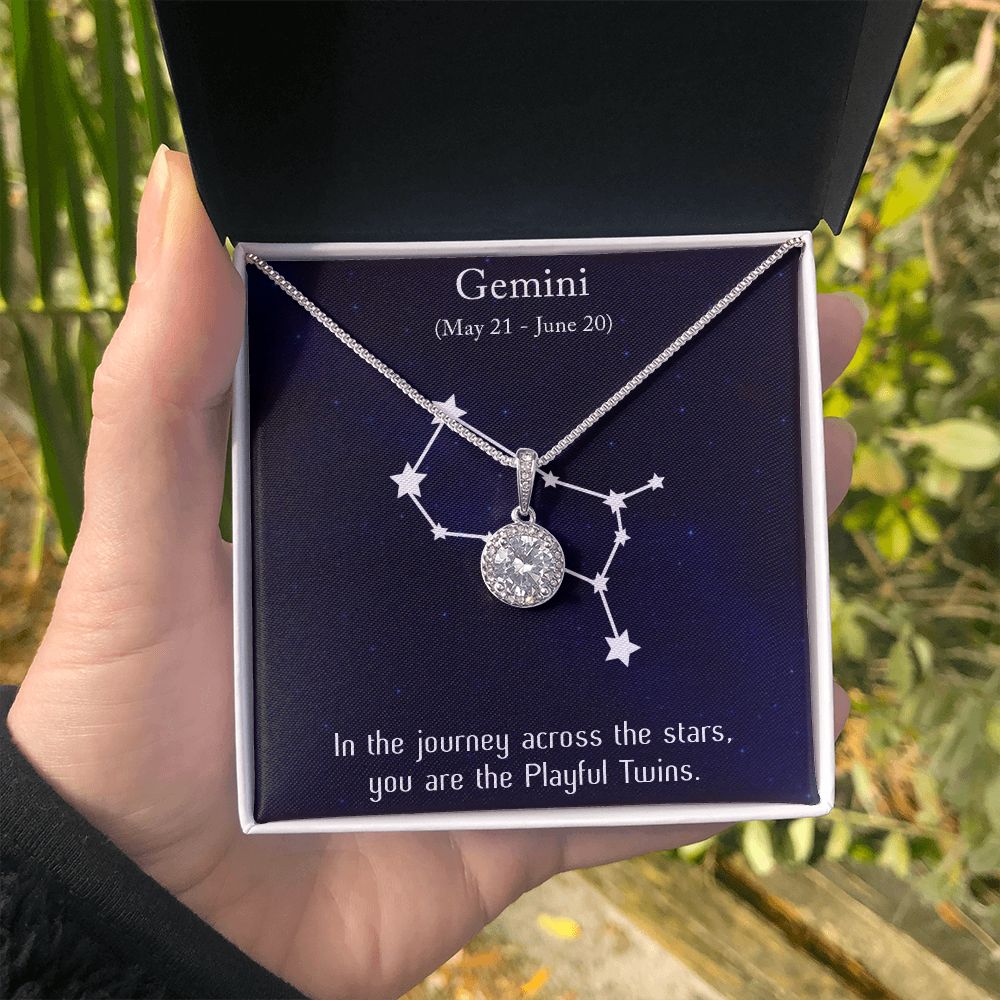 YOU ARE THE PLAYFUL TWINS, GEMINI MESSAGE CARD WITH ETERNAL HOPE NECKLACE, ZODIAC MESSAGE CARD, GIFT FOR HER