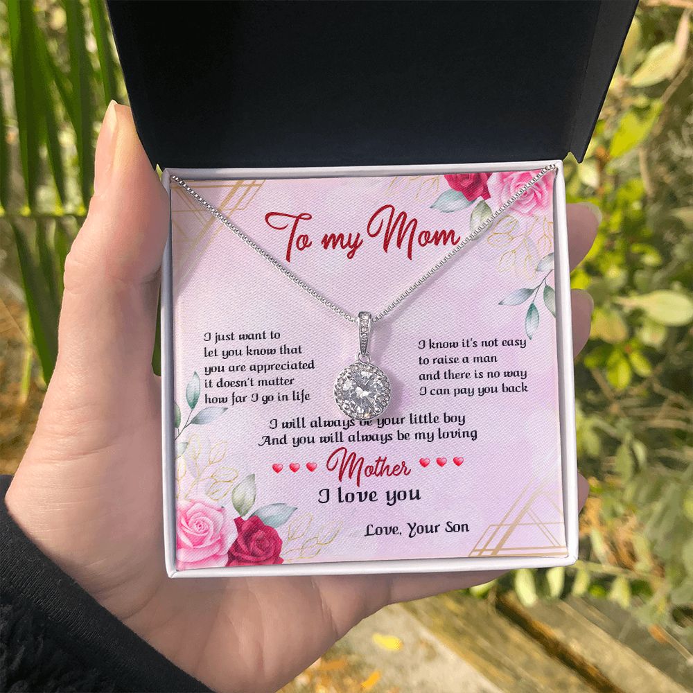 TO MY MOM, ETERNAL HOPE NECKLACE FOR MOM, NECKLACE WITH MESSAGE CARD, BIRTHDAY, MOTHER'S DAY GIFT FOR HER