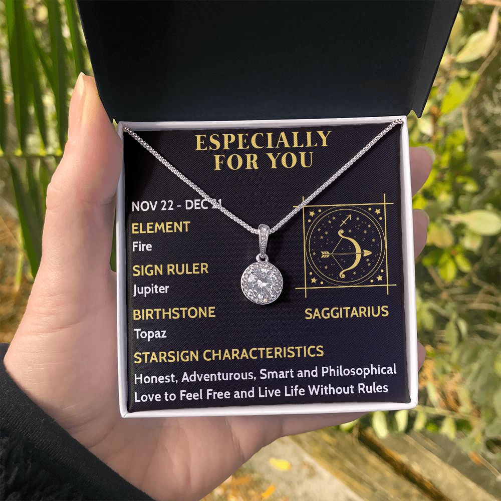 ESPECIALLY FOR YOU, SAGGITARIUS MESSAGE CARD WITH ETERNAL HOPE NECKLACE, ZODIAC MESSAGE CARD, GIFT FOR HER