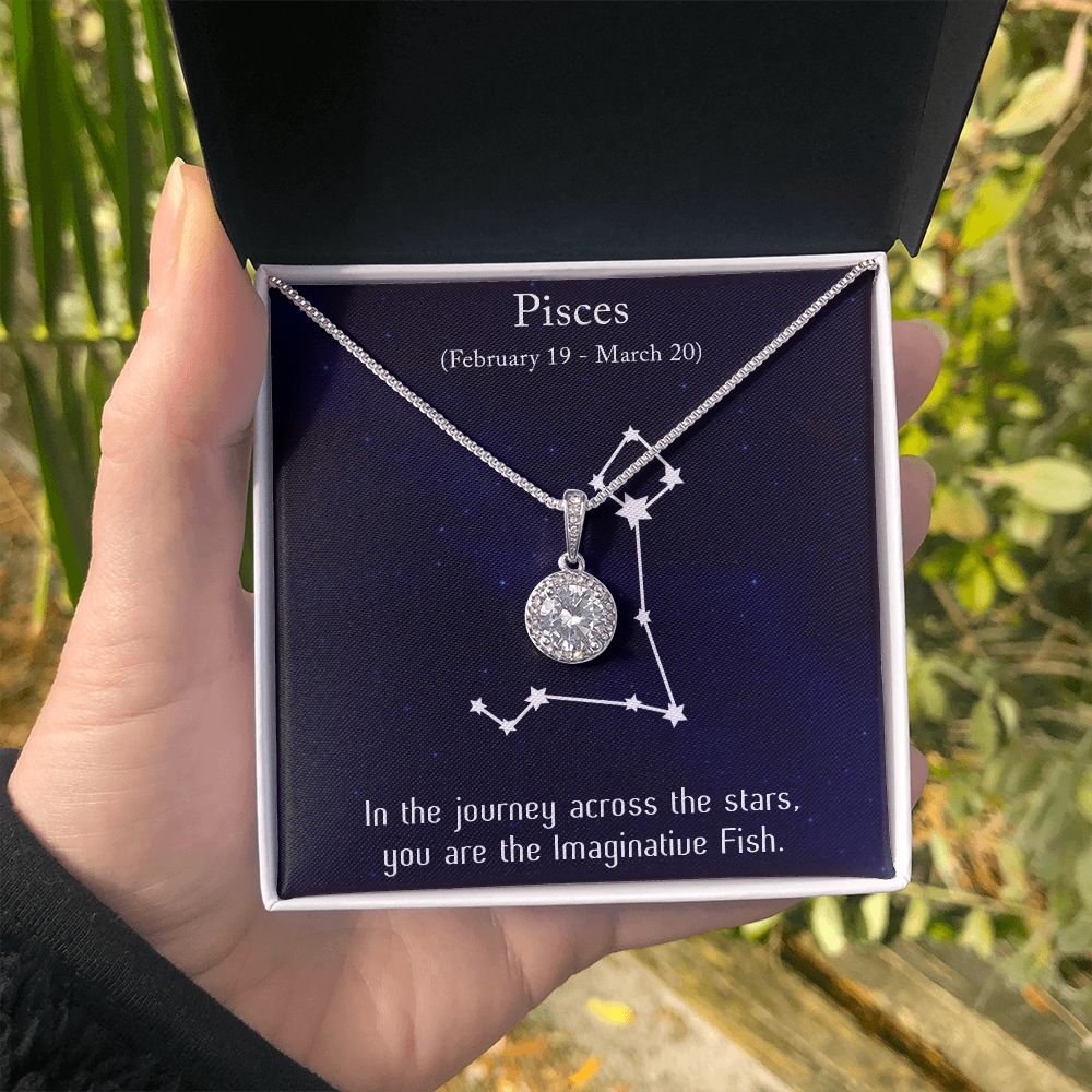 YOU ARE THE IMAGINATIVE FISH, PISCES MESSAGE CARD WITH ETERNAL HOPE NECKLACE, ZODIAC MESSAGE CARD, GIFT FOR HER