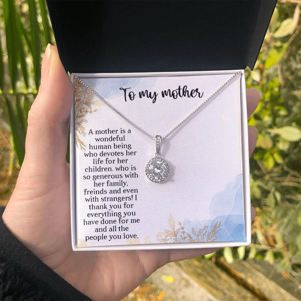 TO MY MOTHER, ETERNAL HOPE NECKLACE FOR MOM, NECKLACE WITH MESSAGE CARD, BIRTHDAY, MOTHER'S DAY GIFT FOR HER
