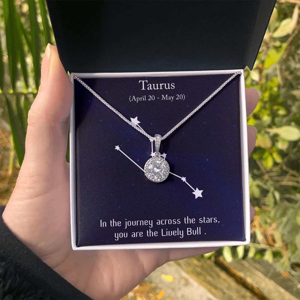 YOU ARE THE LIVELY BULL, TAURUS MESSAGE CARD WITH ETERNAL HOPE NECKLACE, ZODIAC MESSAGE CARD, GIFT FOR HER