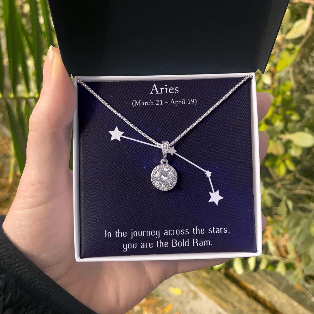 YOU ARE THE BOLD RAM, ARIES MESSAGE CARD WITH ETERNAL HOPE NECKLACE, ZODIAC MESSAGE CARD, GIFT FOR HER