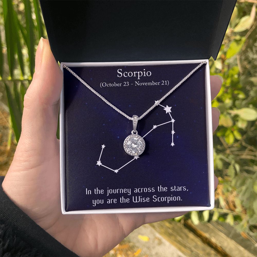 YOU ARE THE WISE SCORPION, SCORPIO MESSAGE CARD WITH ETERNAL HOPE NECKLACE, ZODIAC MESSAGE CARD, GIFT FOR HER
