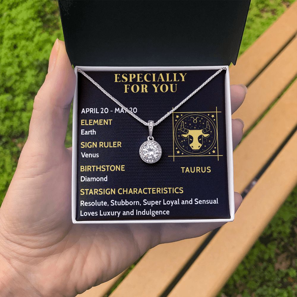 ESPECIALLY FOR YOU, TAURUS MESSAGE CARD WITH ETERNAL HOPE NECKLACE, ZODIAC MESSAGE CARD, GIFT FOR HER