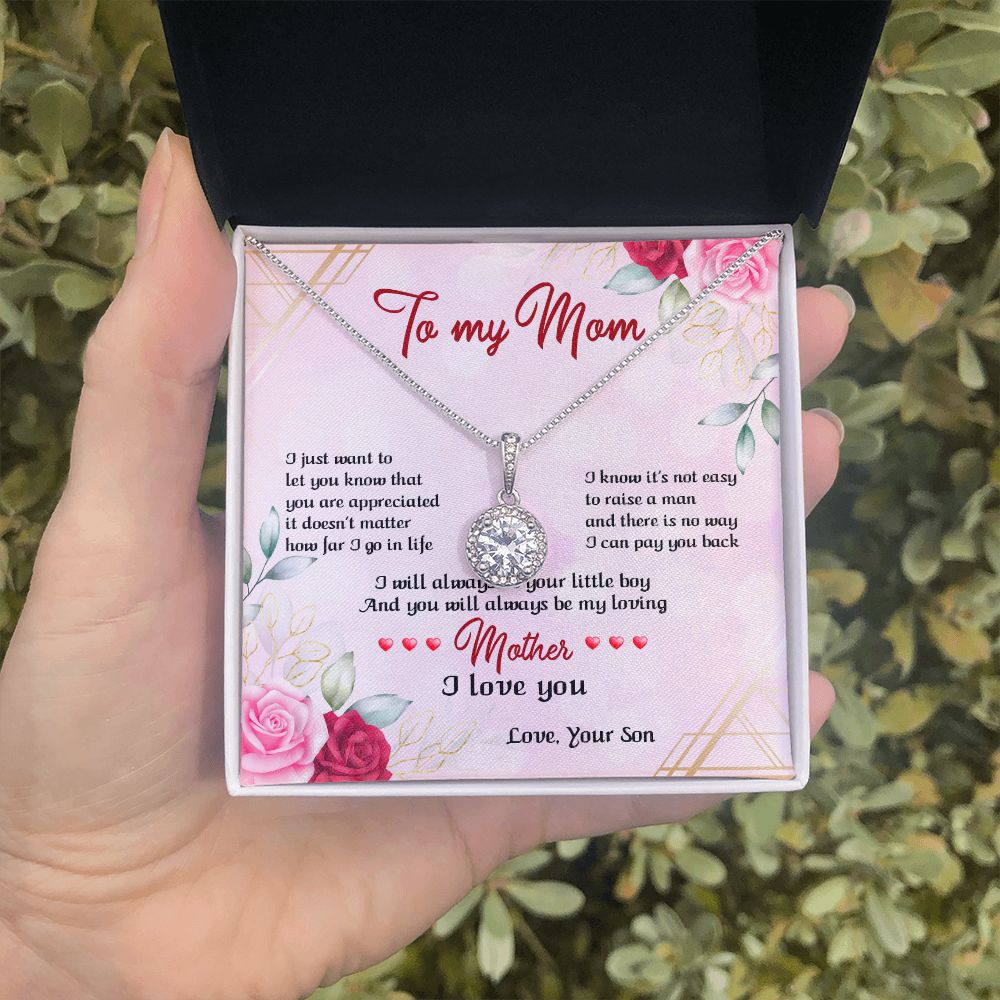 TO MY MOM, ETERNAL HOPE NECKLACE FOR MOM, NECKLACE WITH MESSAGE CARD, BIRTHDAY, MOTHER'S DAY GIFT FOR HER