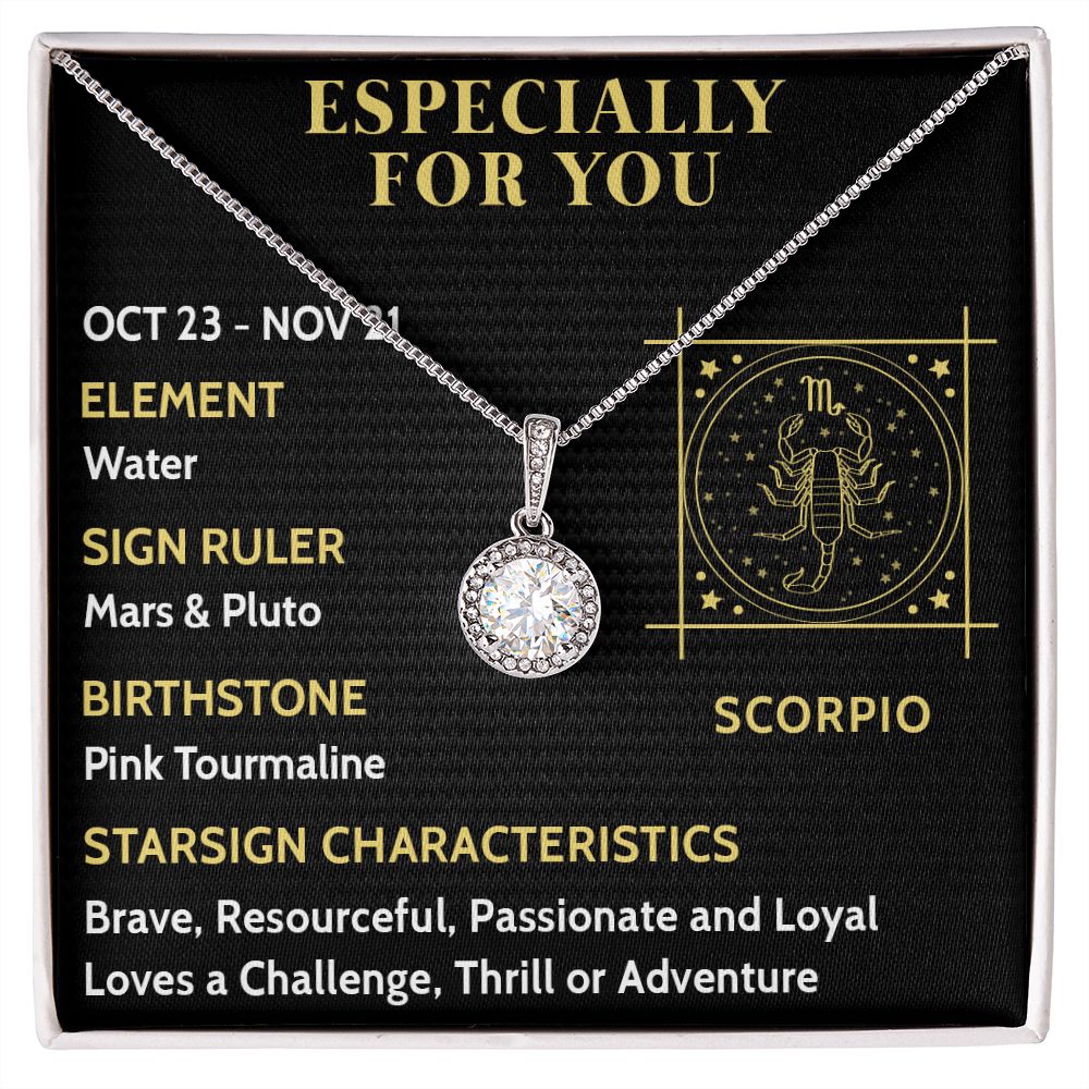 ESPECIALLY FOR YOU, SCORPIO MESSAGE CARD WITH ETERNAL HOPE NECKLACE, ZODIAC MESSAGE CARD, GIFT FOR HER