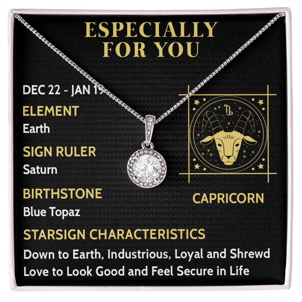 ESPECIALLY FOR YOU, CAPRICORN MESSAGE CARD WITH ETERNAL HOPE NECKLACE, ZODIAC MESSAGE CARD, GIFT FOR HER