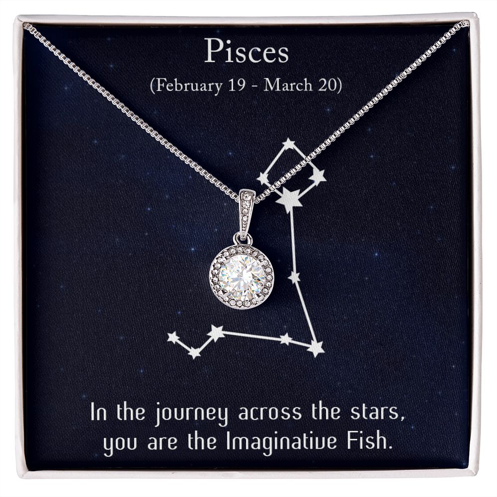 YOU ARE THE IMAGINATIVE FISH, PISCES MESSAGE CARD WITH ETERNAL HOPE NECKLACE, ZODIAC MESSAGE CARD, GIFT FOR HER