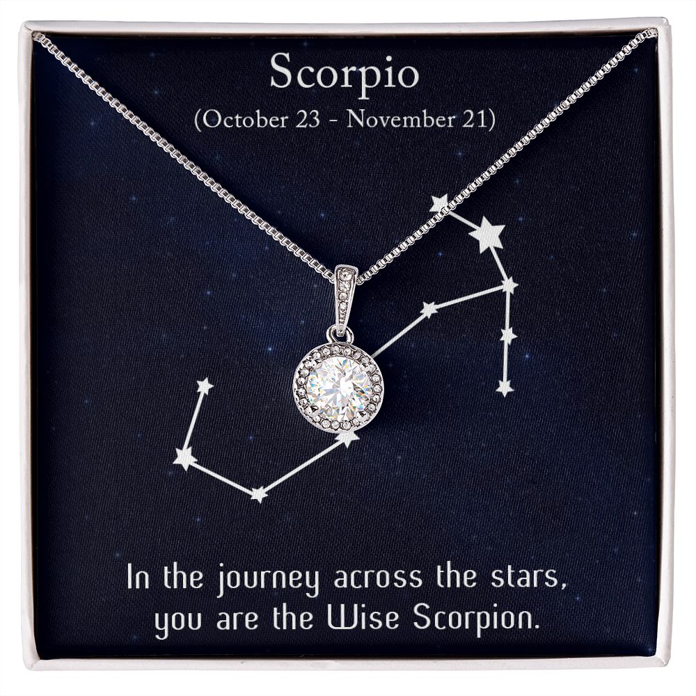 YOU ARE THE WISE SCORPION, SCORPIO MESSAGE CARD WITH ETERNAL HOPE NECKLACE, ZODIAC MESSAGE CARD, GIFT FOR HER