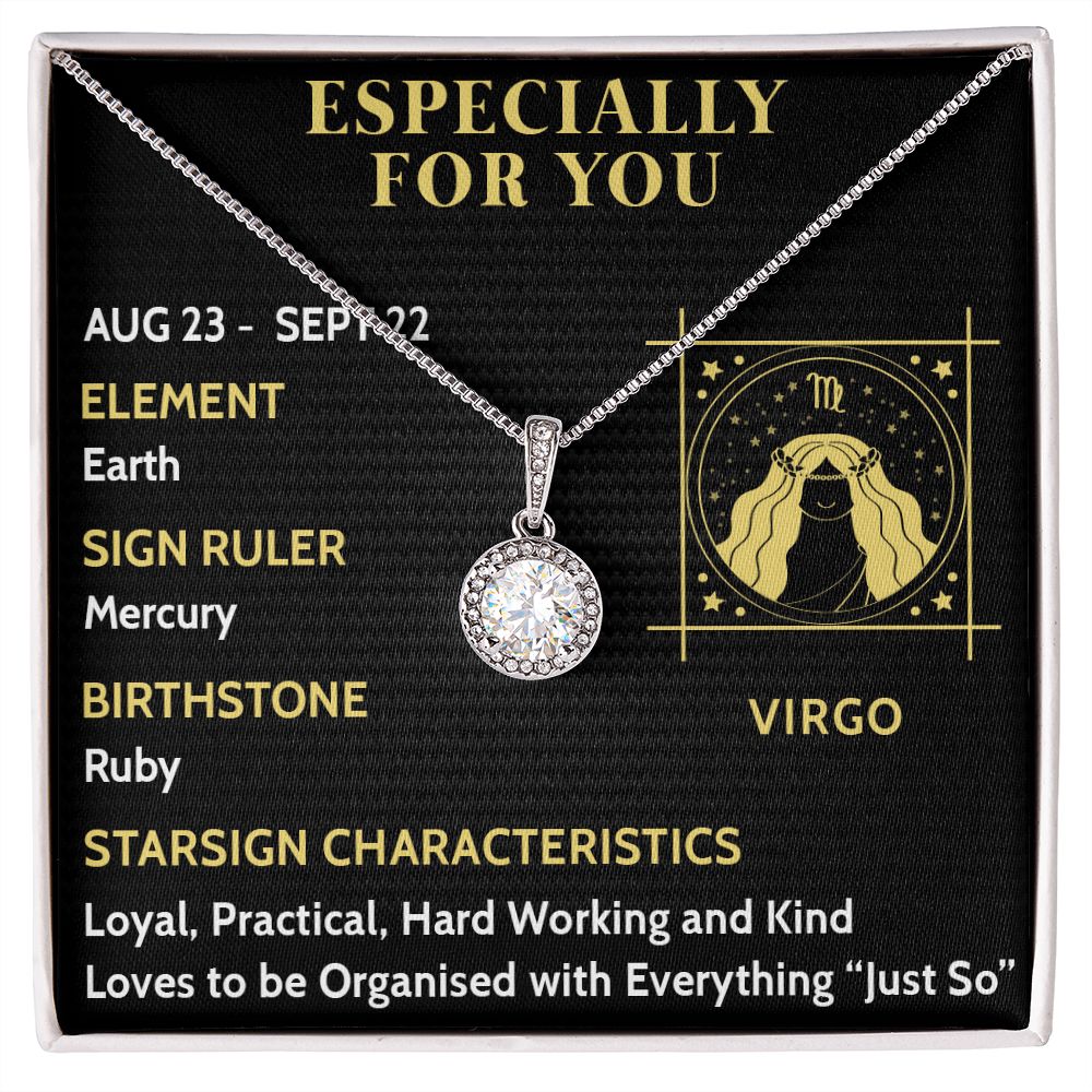 ESPECIALLY FOR YOU, VIRGO MESSAGE CARD WITH ETERNAL HOPE NECKLACE, ZODIAC MESSAGE CARD, GIFT FOR HER