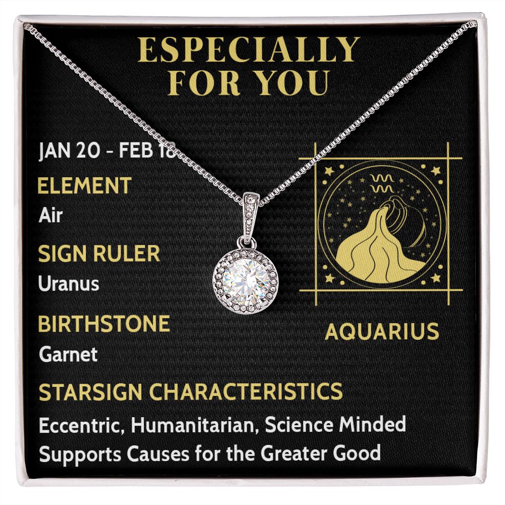 ESPECIALLY FOR YOU, AQUARIUS MESSAGE CARD WITH ETERNAL HOPE NECKLACE, ZODIAC MESSAGE CARD, GIFT FOR HER