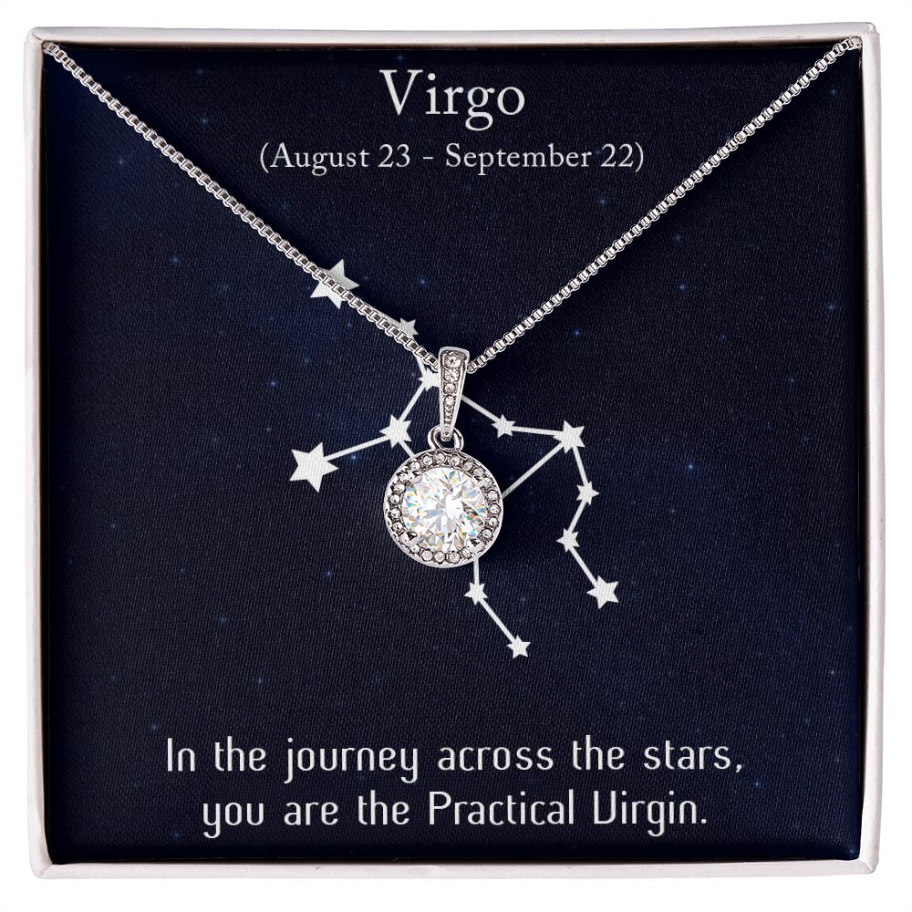 YOU ARE THE PRACTICAL VIRGIN, VIRGO MESSAGE CARD WITH ETERNAL HOPE NECKLACE, ZODIAC MESSAGE CARD, GIFT FOR HER