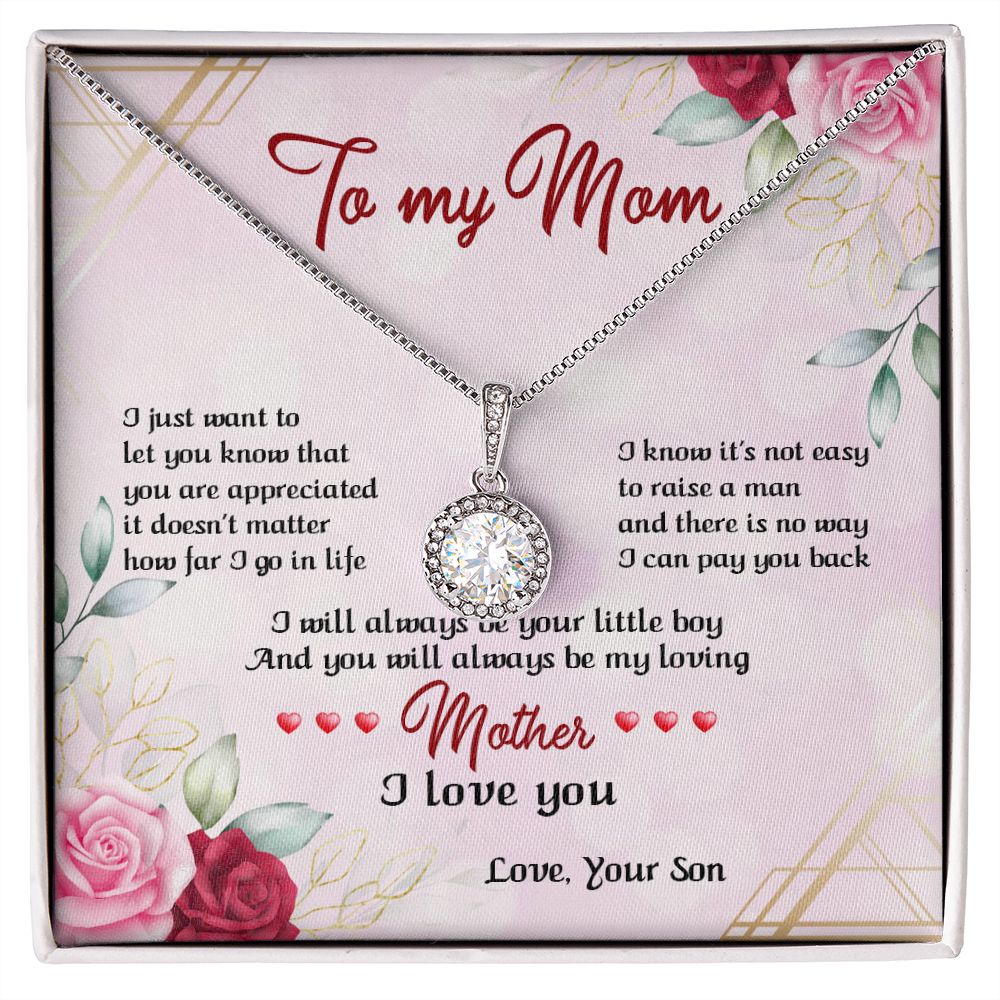 TO MY MOM, ETERNAL HOPE NECKLACE FOR MOM, NECKLACE WITH MESSAGE CARD, BIRTHDAY, MOTHER'S DAY GIFT FOR HER