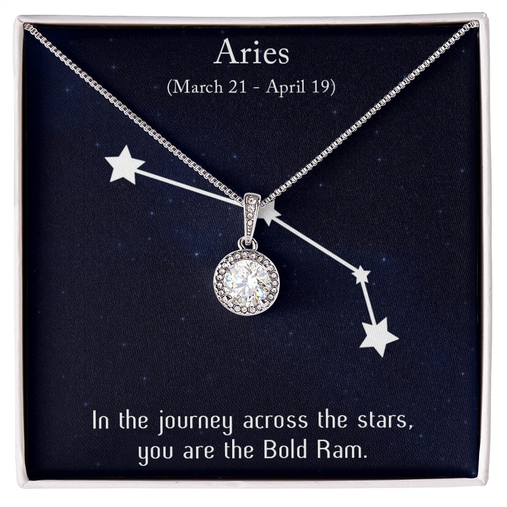 YOU ARE THE BOLD RAM, ARIES MESSAGE CARD WITH ETERNAL HOPE NECKLACE, ZODIAC MESSAGE CARD, GIFT FOR HER